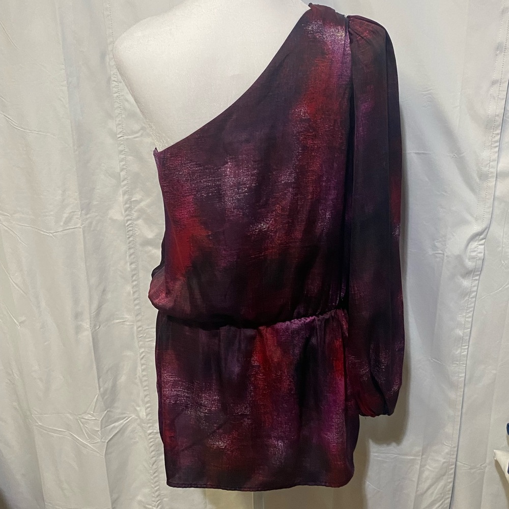 Bisou Bisou Purple Couture One Shoulder Asymmetrical Top Womens Small Whimsigoth - Picture 5 of 9
